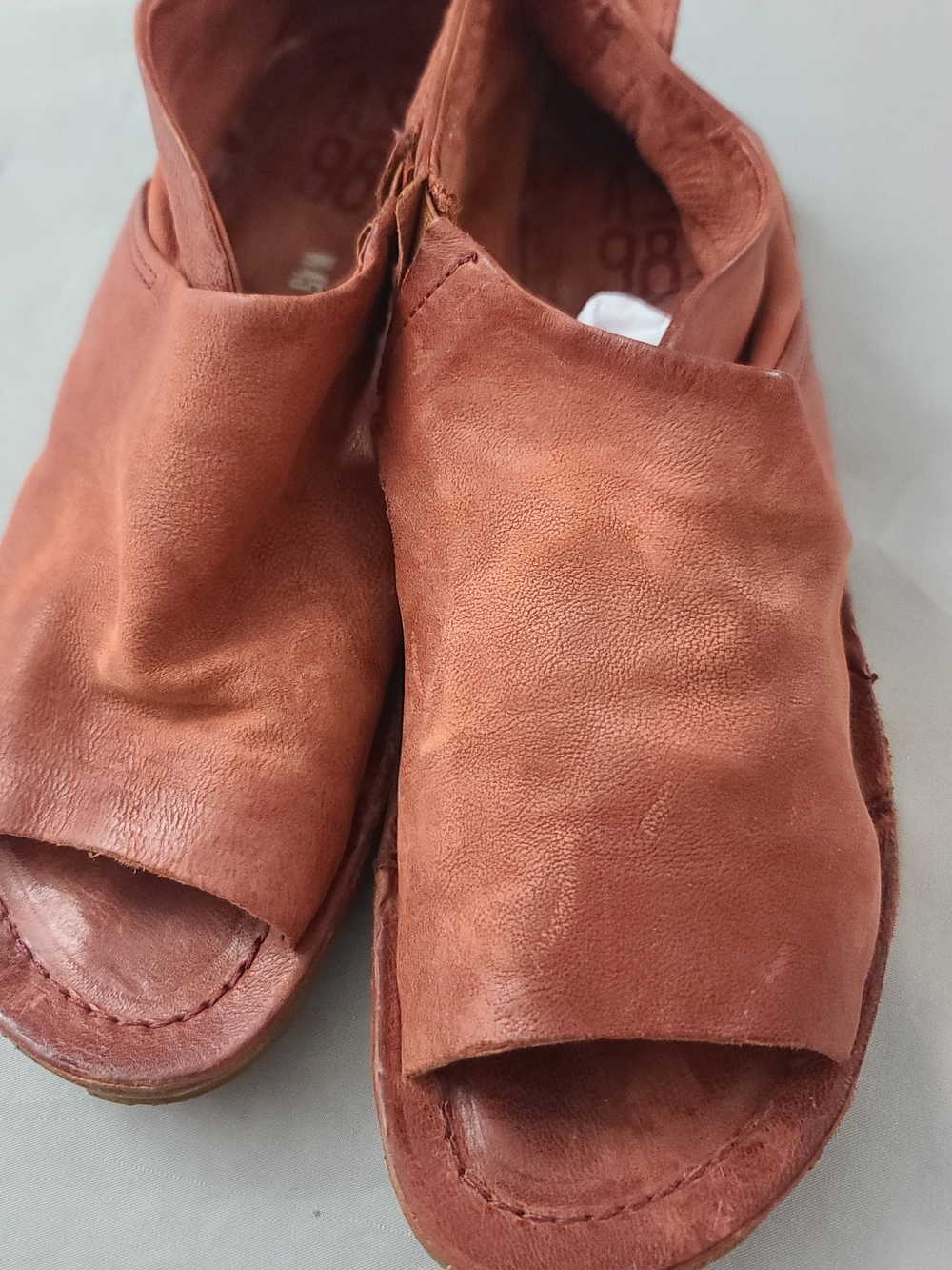 A.S.98 Women’s Open-Toe Leather Sandals in Rust Brown